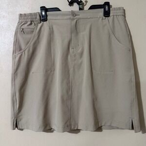 Tilley Womens Khaki Ripstop Hiking Skort Size Large Tan Active Golf Skirt Pocket